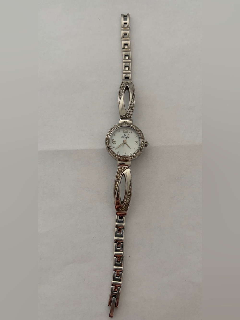 Bulova Silver Tone Women's Crystal Accent Bracelet Watch